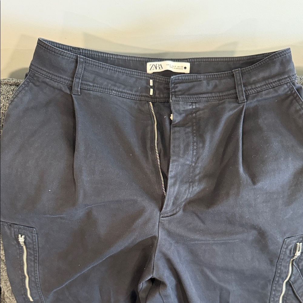 Zara Men's Dark Blue Cargo Pants